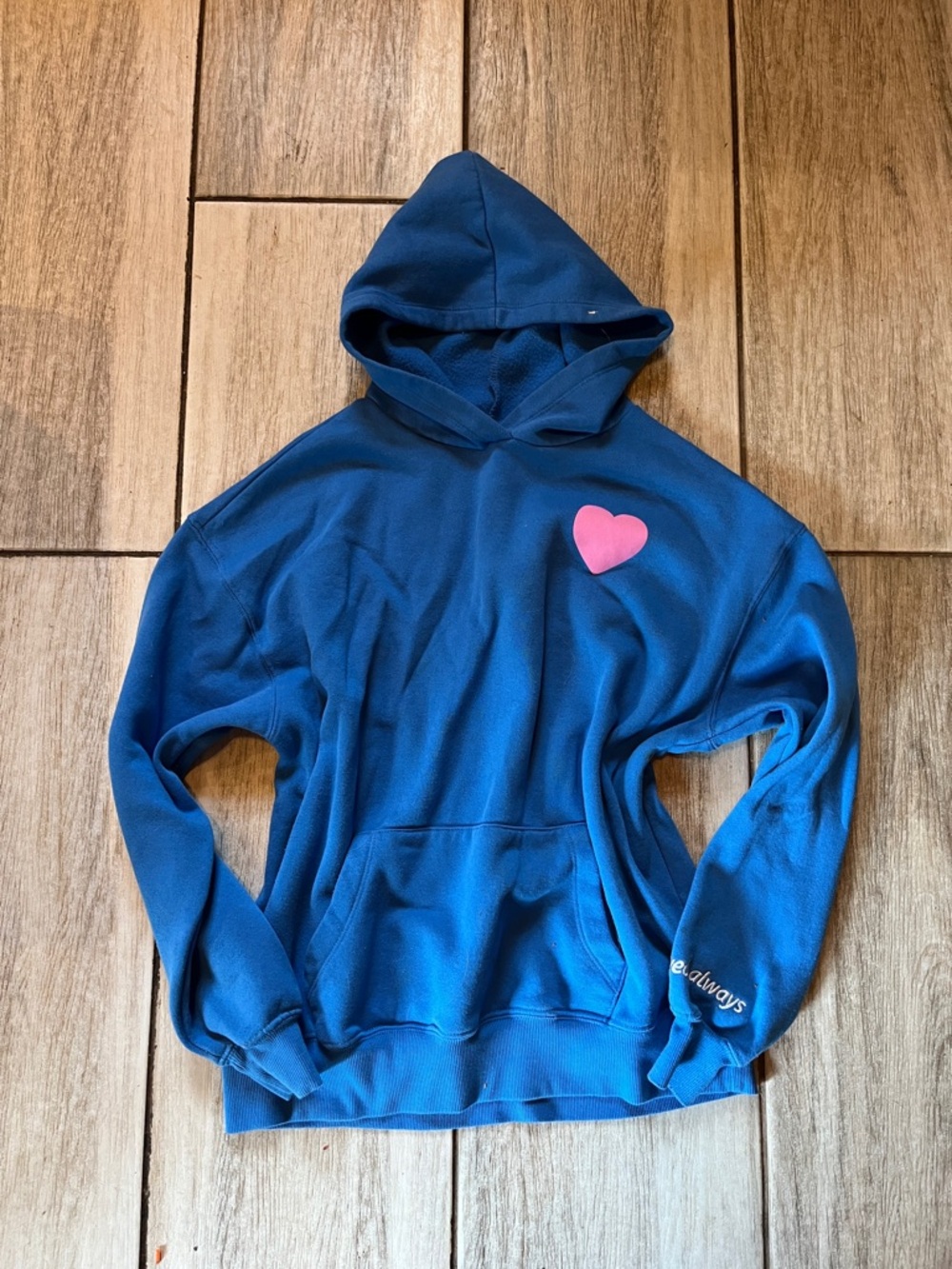 Always Blue Hoodie with Pink Heart Accent